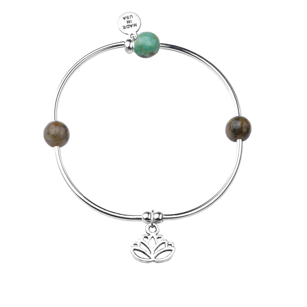 Lotus | Soft Bangle Charm Bracelet | African Turquoise