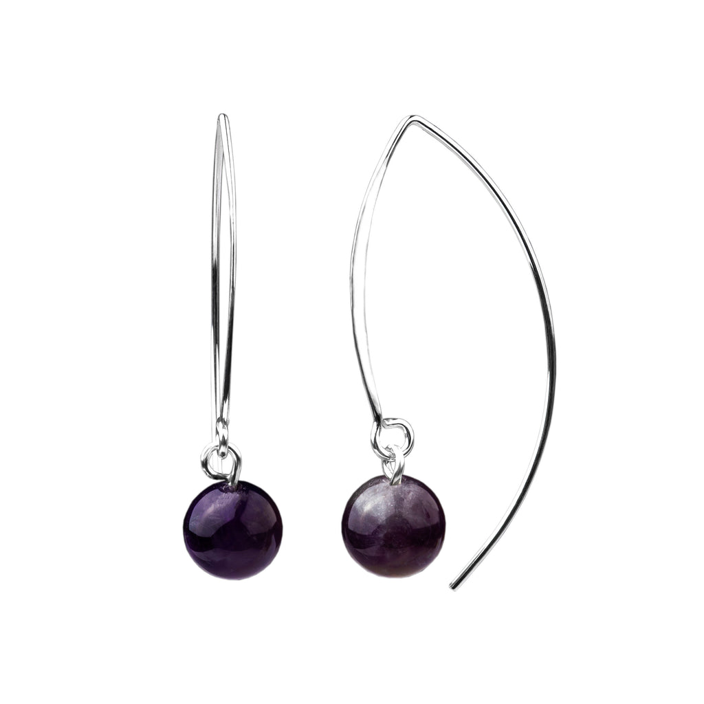 Earring | V Wire - Large  | Amethyst