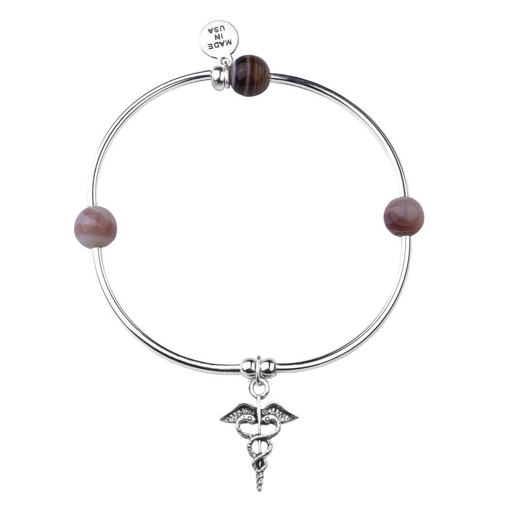 Caduceus (Medical Symbol) | Soft Bangle Charm Bracelet | Botswana