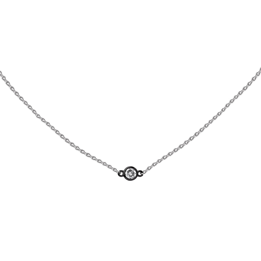 Petite CZ | Little Layer Necklace | Sterling Silver - Gunmetal
