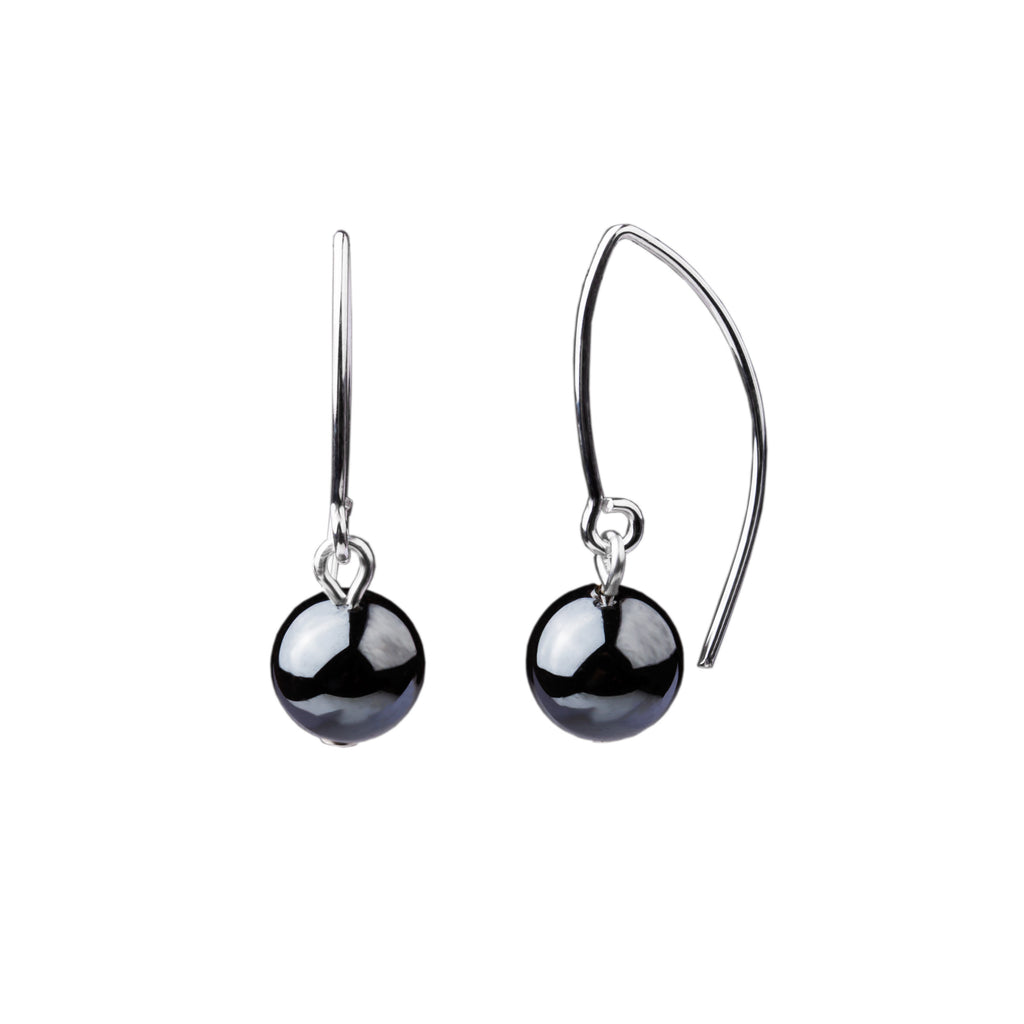 Earring | V Wire - Small  | Hematite