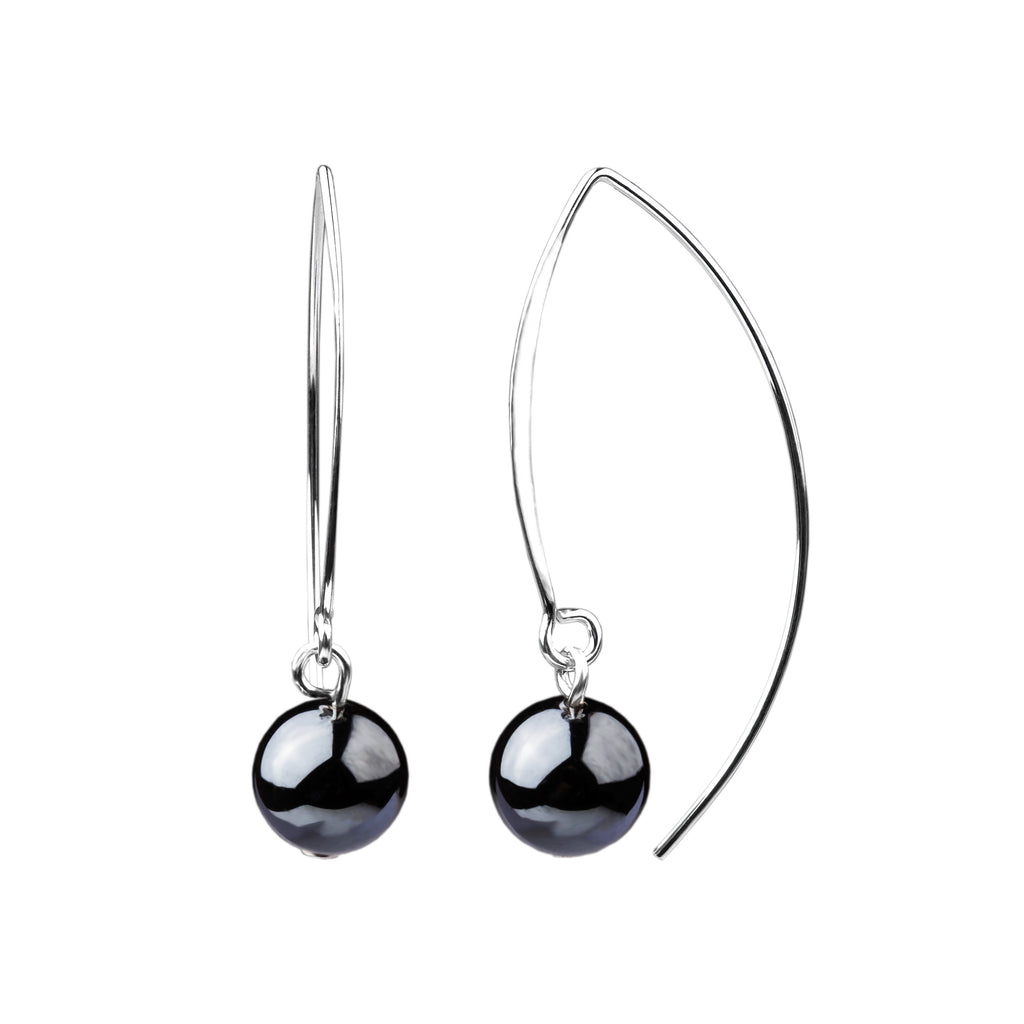 Earring | V Wire - Large  | Hematite