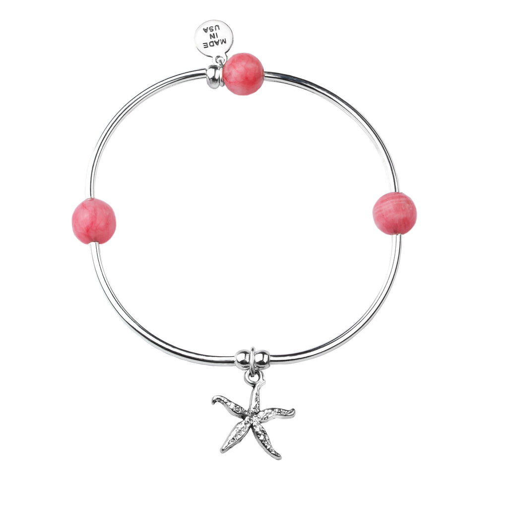 Starfish | Soft Bangle Charm Bracelet | Italian Onyx ( Coral )