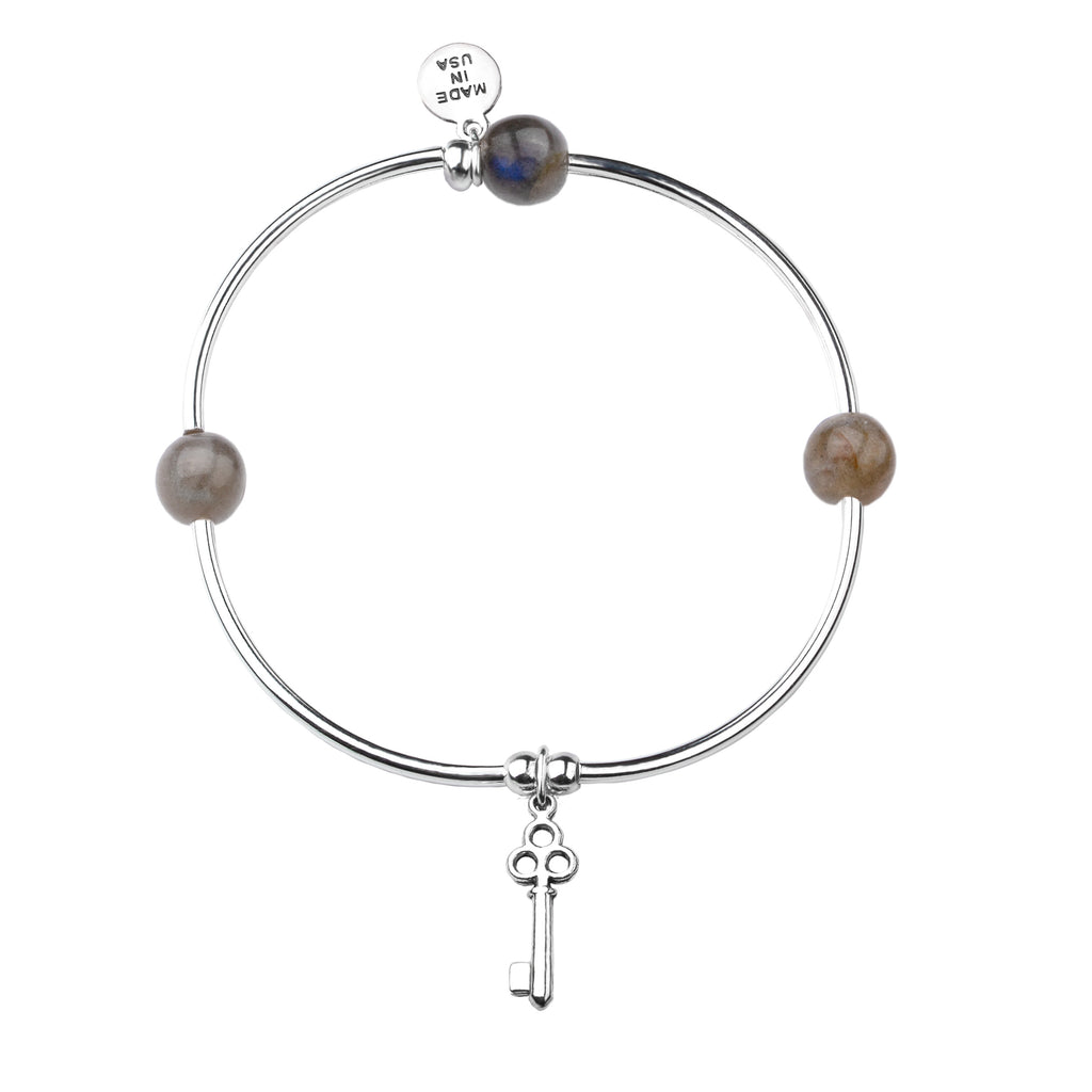 Key | Soft Bangle Charm Bracelet |  Labradorite