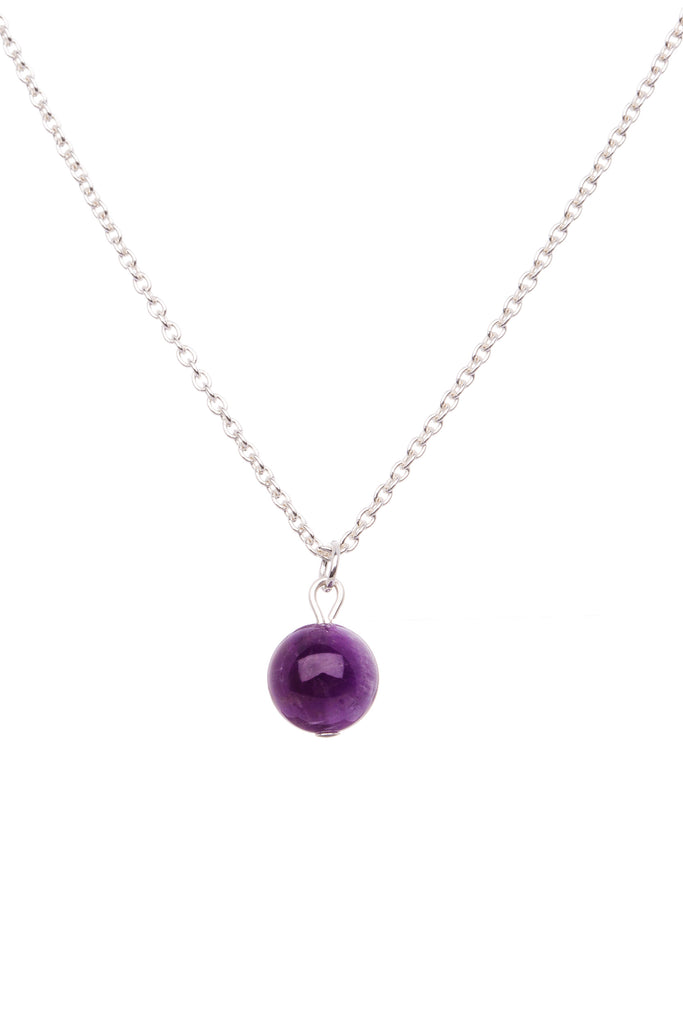 Sterling Silver Single Stone Necklace| Amethyst