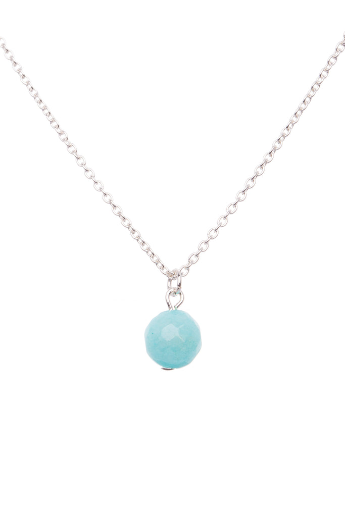 Sterling Silver Single Stone Necklace| Tiffany Blue Agate