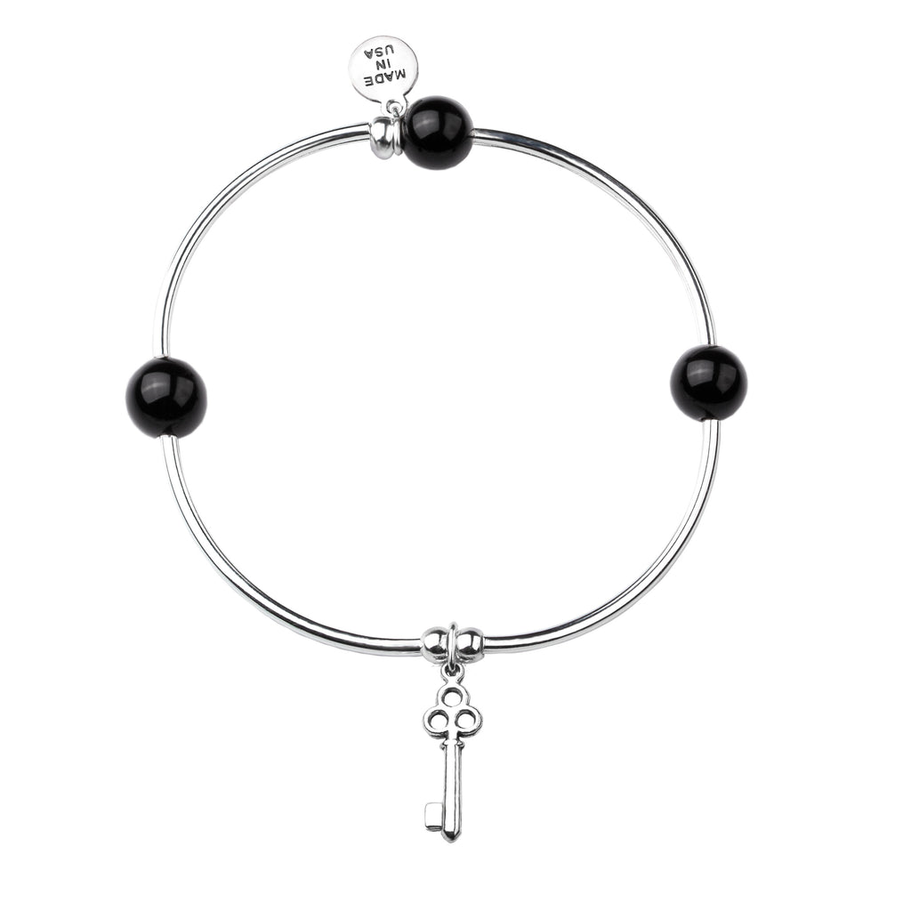 Key | Soft Bangle Charm Bracelet |  Onyx