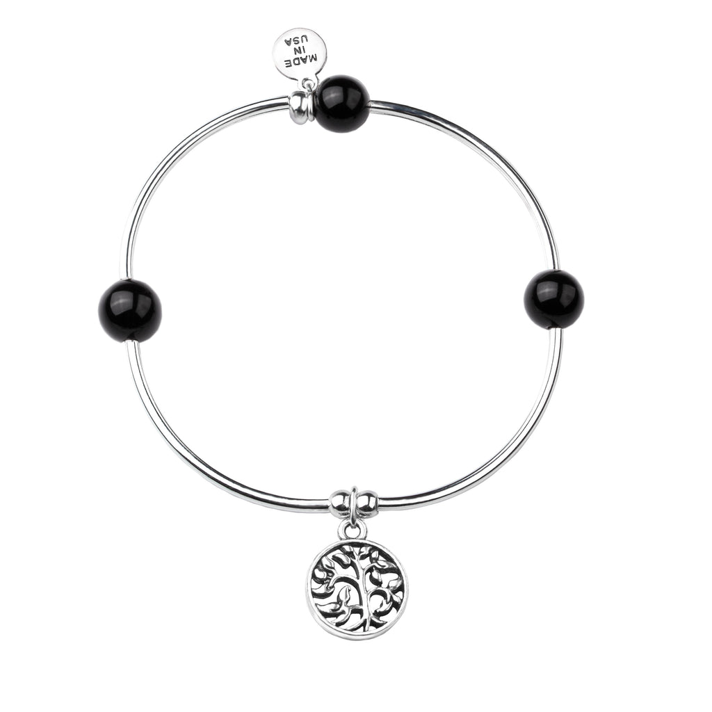 Tree of Life | Soft Bangle Charm Bracelet | Onyx