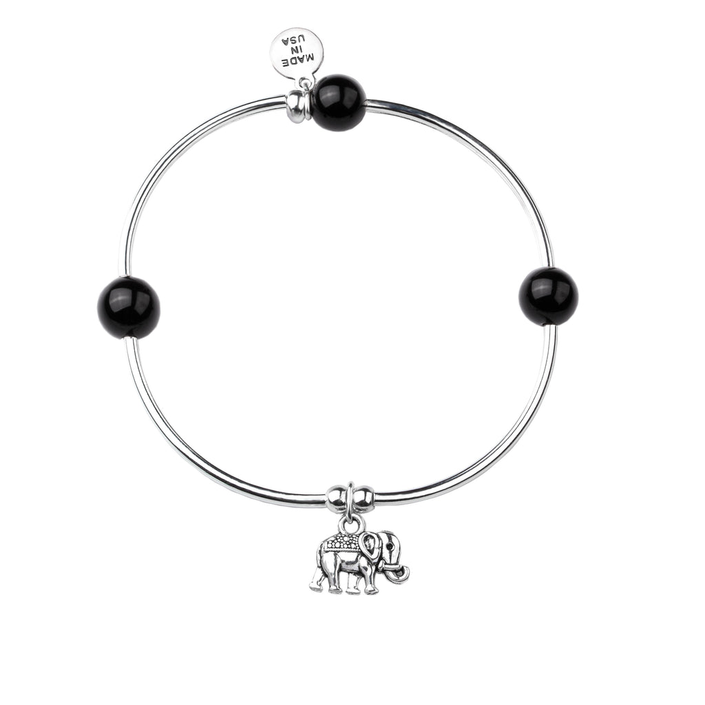 Elephant | Soft Bangle Charm Bracelet | Onyx