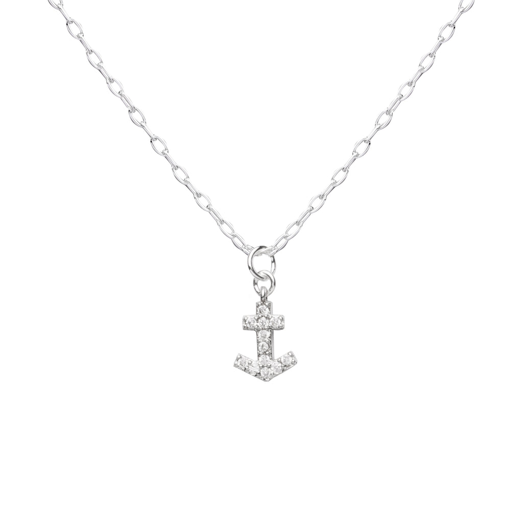 Anchor | Little Layer Necklace | Silver Charm-Pave