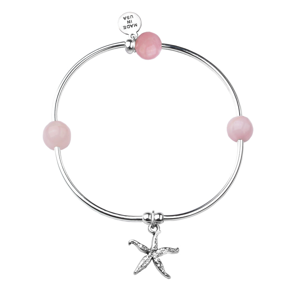 Starfish | Soft Bangle Charm Bracelet | Rose Quartz