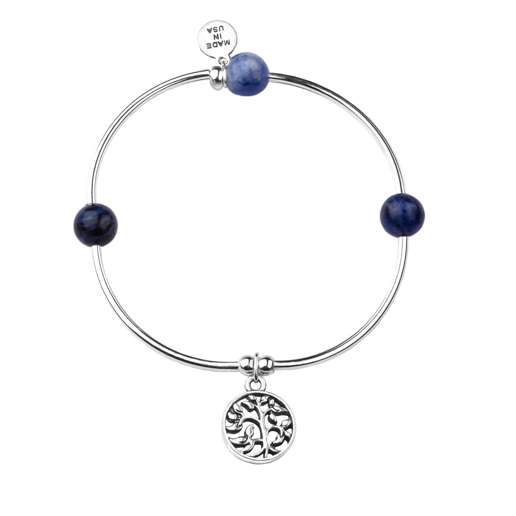 Tree of Life | Soft Bangle Charm Bracelet | Sodalite