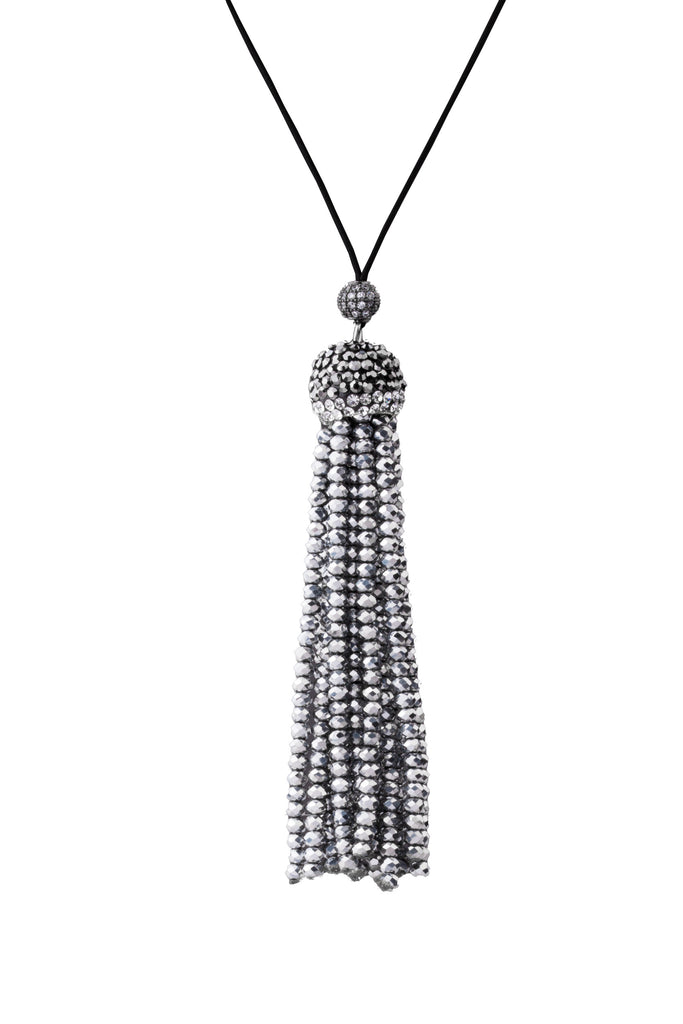 Tassel Long Necklace | Little Layer Necklace | Gunmetal