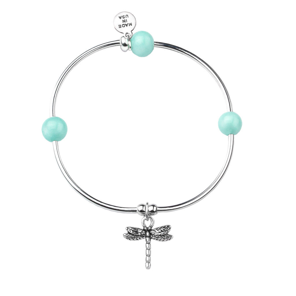 Dragonfly | Soft Bangle Charm Bracelet |  Tiffany Blue