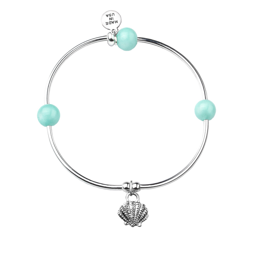 Shell | Soft Bangle Charm Bracelet | Tiffany Blue Agate