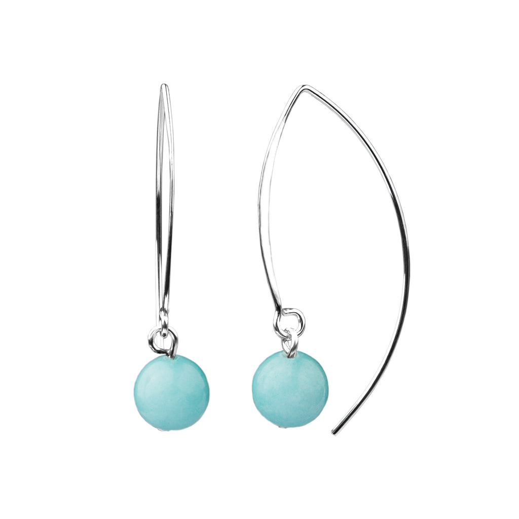 Earring | V Wire - Large  | Tiffany Blue Agate