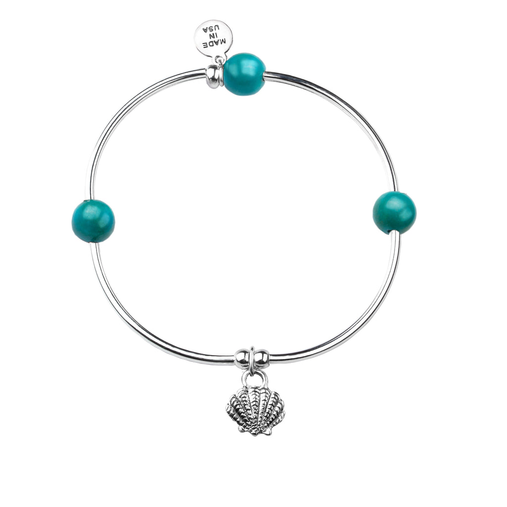 Shell | Soft Bangle Charm Bracelet | Turquoise