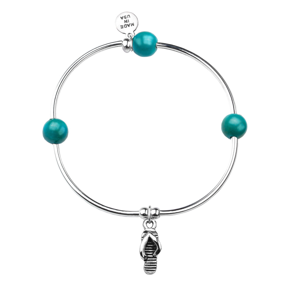 Flip Flop | Soft Bangle Charm Bracelet | Turquoise
