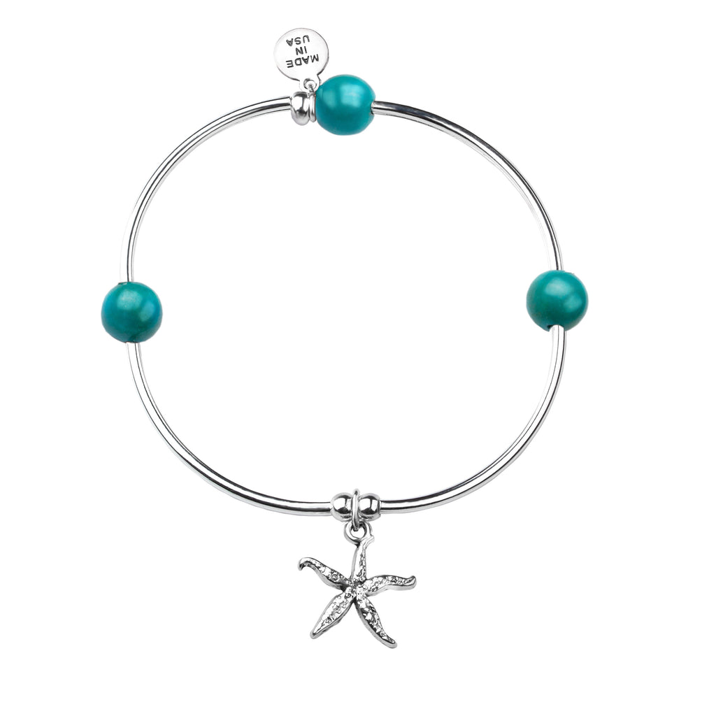 Starfish | Soft Bangle Charm Bracelet | Turquoise